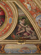 Allegory of Prato; to the bottom, view of Livorno