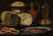 Still Life with Cheeses, Almonds and Pretzels