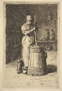 Woman Churning Butter