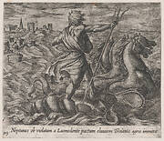 Plate 103: Neptune Sending a Deluge to Troy (Neptunus ob violatum a Laomendonte pactum eluviem Troianis agris immittit), from Ovid's 'Metamorphoses'