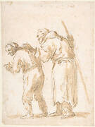 A Man Leading a Blind Friar (recto); Incidental Sketches (not by the artist; verso).