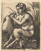 Satyr Woman Playing Bagpipe