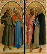 Saint Francis and a Bishop Saint, Saint John the Baptist and Saint Dominic