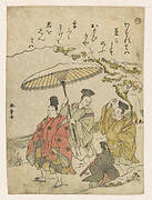 Episode eighty-three, "Narihira in the snow at Ono",  from Fashionable Brocade Pictures of the Tales of Ise