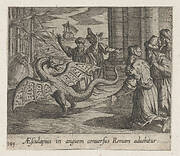 Plate 149: Aesculapius as a Serpent, Among the Romans (AEsculapius in anguem conversus Roman advehitur), from Ovid's 'Metamorphoses'