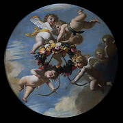 Putti with a Wreath of Flowers