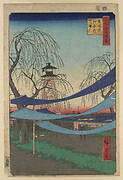 Meisho Edo Hyakkei - Fire tower and cloth drying