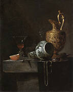 Still Life with a Porcelain Vase, Silver-gilt Ewer, and Glasses