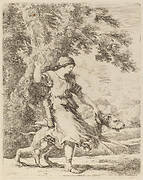 Nymph Holding a Large Dog by a Collar