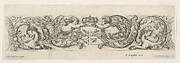 Design for a Frieze with Two Putti holding a crown over the letter, 'L' (for Louis XIV?), Plate 3 from: 'Decorative friezes and foliage' (Ornamenti di fregi e fogliami)