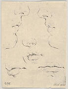 Plate 4: two profiles and three mouths, from 'The Book for Learning to Draw' (Livre pour apprendre à dessiner)