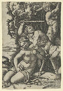 A satyr fighting for a nymph