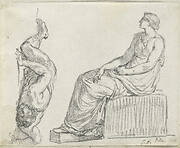 Seated Woman and Man Sprawling on the Ground