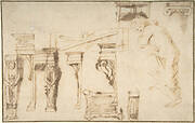 Design for a Chimney Place and Study of a Nude Female Figure.