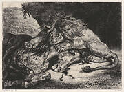 Lion Devouring a Horse (Lion Devorant un Cheval), after Delacroix’s painting