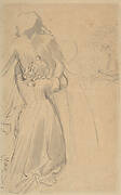 Sheet of Studies with Female Figure Kneeling and Embracing Standing Figure