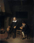 Interior with Two Men by the Fireside