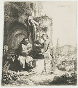 Christ and the woman of Samaria among ruins