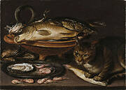 Still Life of Fish and Cat