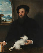 Portrait of a young man with a dog