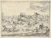 Boar hunt in a landscape