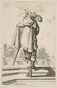 Gentleman in a Cape and Plumed Hat Seen from the Back