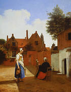 Courtyard in Delft at Evening: a Woman Spinning