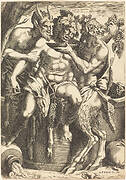 Two Satyrs Giving Drink to Bacchus