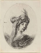 Woman in a Feathered Turban with a Veil, Turned to the Right