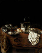 Still Life with Roemer, Silver Flagon, Bread and Oysters