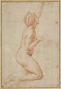 A Kneeling Nude Woman with her Left Arm Raised