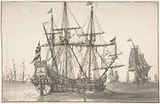 Dutch Men Of War At Anchor