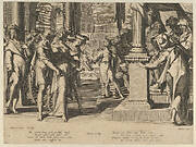 Susanna before Daniel, from Thronus Justitiae, tredecim pulcherrimus tabulis..., plate 3