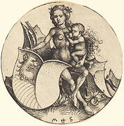 Shield with Lion's Head, Held by Wild Woman