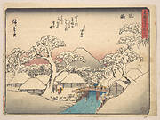 東海道五十三次　三島|Mishima, from the series Fifty-three Stations of the Tōkaidō Road (Tōkaidō gojūsan tsugi, Mishima), also known as the Kyōka (Witty Verse) Tōkaidō