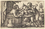 Clown and Two Women Bathing