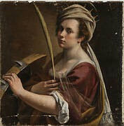 Artemisia Gentileschi's 'Self Portrait as Saint Catherine of Alexandria' during conservation in 2018