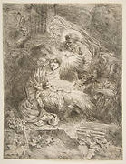 God the Father observing the Virgin and Child, angels to the right