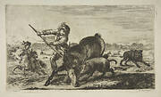 Stag at bay, from 'Animal hunts' (Chasses à différents animaux)