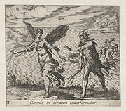 Plate 15: The Daughter of Croneus Changed into a Cow (Coronis in cornicem transformatur), from Ovid's 'Metamorphoses'