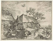 Landschap met boerderij en roof van Ganymedes