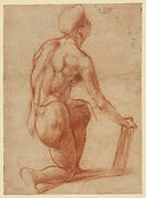 Study of a Kneeling Figure with a Sketch of a Face (recto); Figure Study and Face (verso)