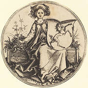 Shield with Unicorn, Held by Woman