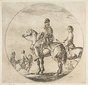 Two Polish horsemen with their horses facing left, from 'Figures on Horseback' (Cavaliers nègres, polonais et hongrois)