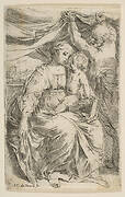 Holy Family with a curtain