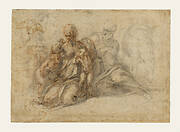 The Holy Family with the Infant Saint John the Baptist (recto); Amorous Putti at Play; Head of a Bird (verso)