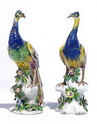 Pair of Models of a Peacock and a Peahen, c.1760