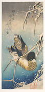 歌川広重画　雪中芦に鴨|Mallard and Snow-covered Reeds