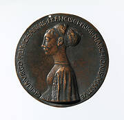 Portrait medal of Cecilia Gonzaga (obverse); Innocence and a Unicorn in a Moonlit Landscape (reverse)