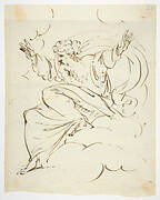 God The Father Creating (?) (r.); Study of neo-classical statue of a nude male (v.)